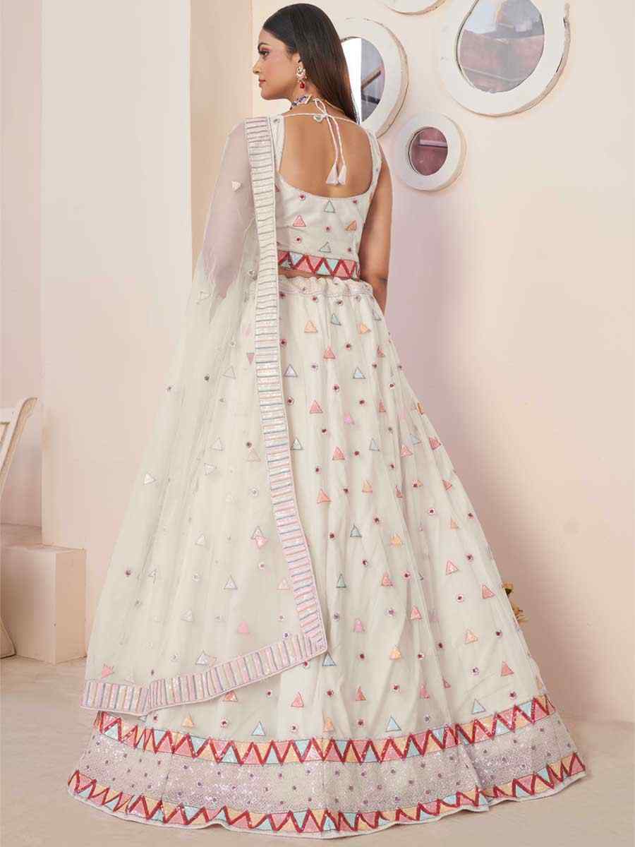 Elegant Party Wear Lehenga Saree in White Color - MiaIndia.com