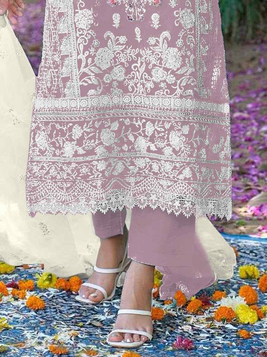 White Organza Embroidered Festival Casual Pant Salwar Kameez