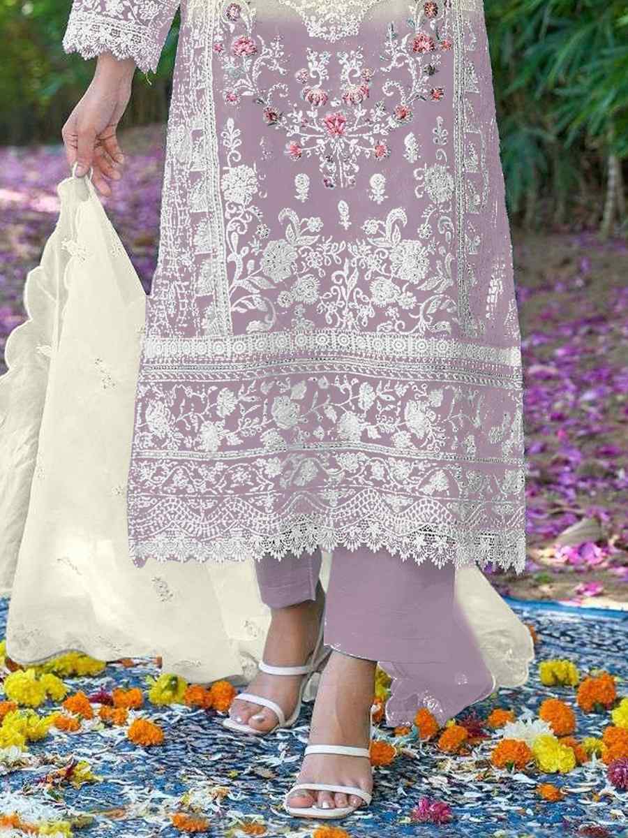 White Organza Embroidered Festival Casual Pant Salwar Kameez