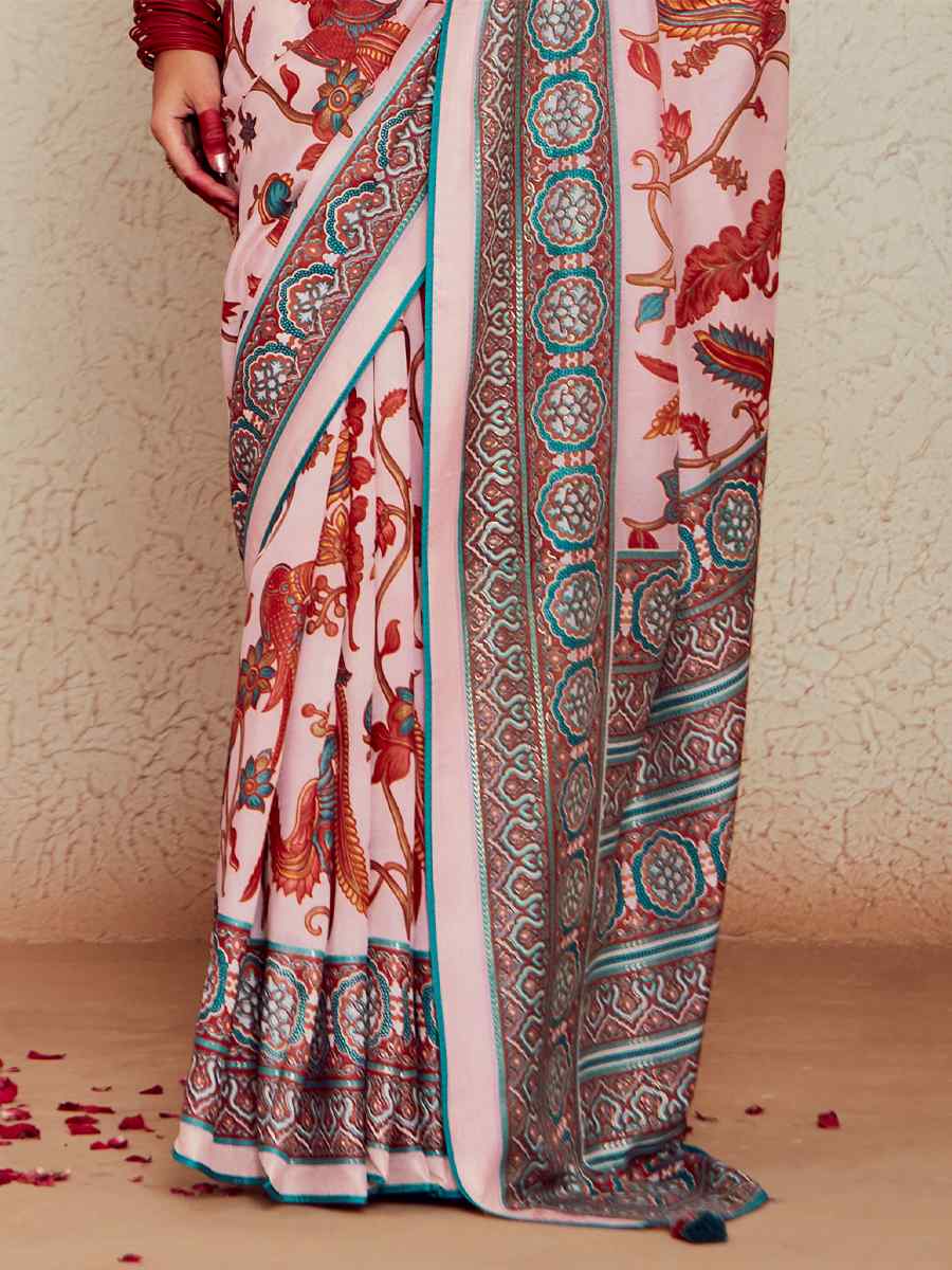 White Soft Brasso Embroidered Festival Wedding Heavy Border Saree