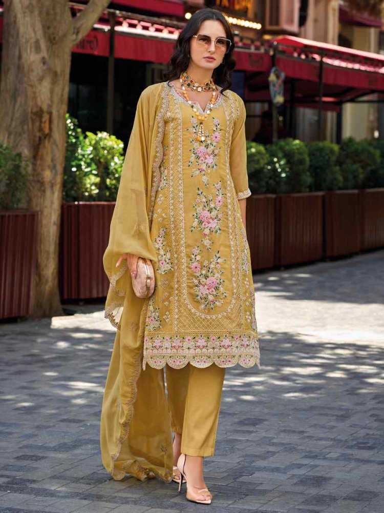 White Soft Organza Embroidered Festival Casual Ready Pant Salwar Kameez