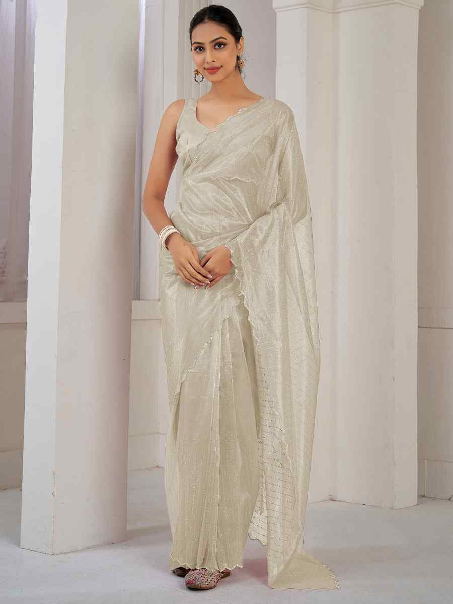 White Soft Organza Net Handwoven Festival Party Classic Style Saree