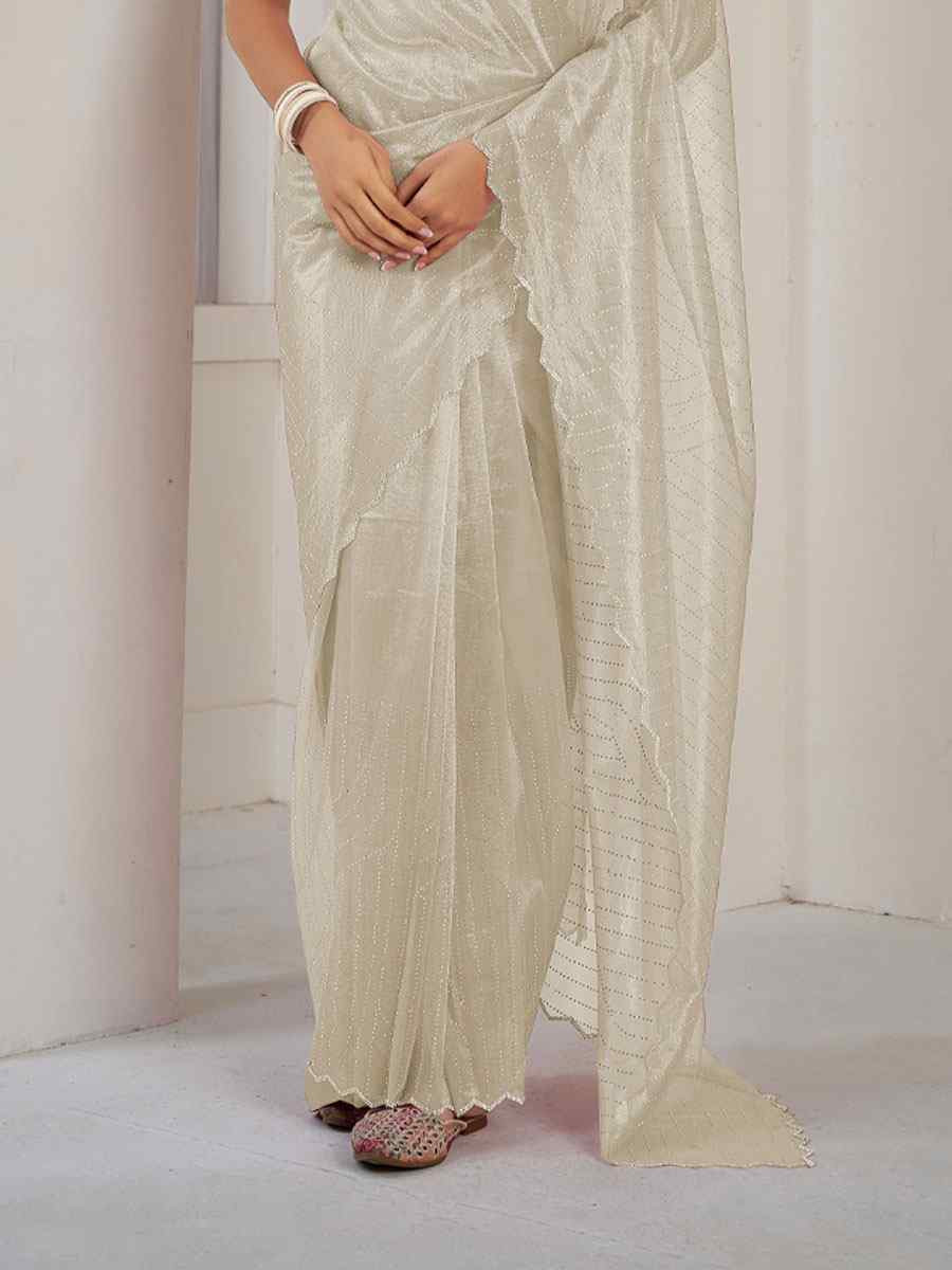 White Soft Organza Net Handwoven Festival Party Classic Style Saree