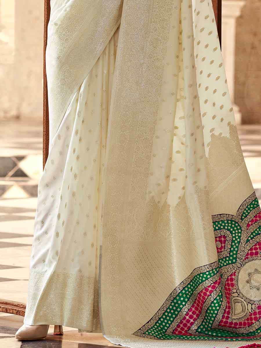 White Soft Silk Handwoven Festival Wedding Heavy Border Saree