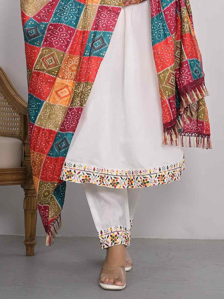 White Viscoce Silk Embroidered Festival Wedding Ready Pant Salwar Kameez