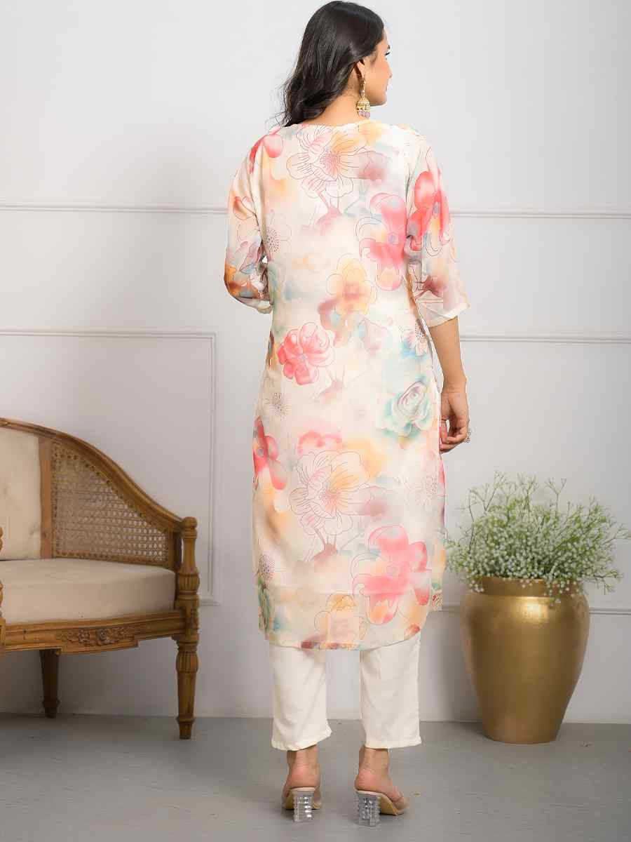 White Viscose Embroidered Festival Wedding Pant Salwar Kameez