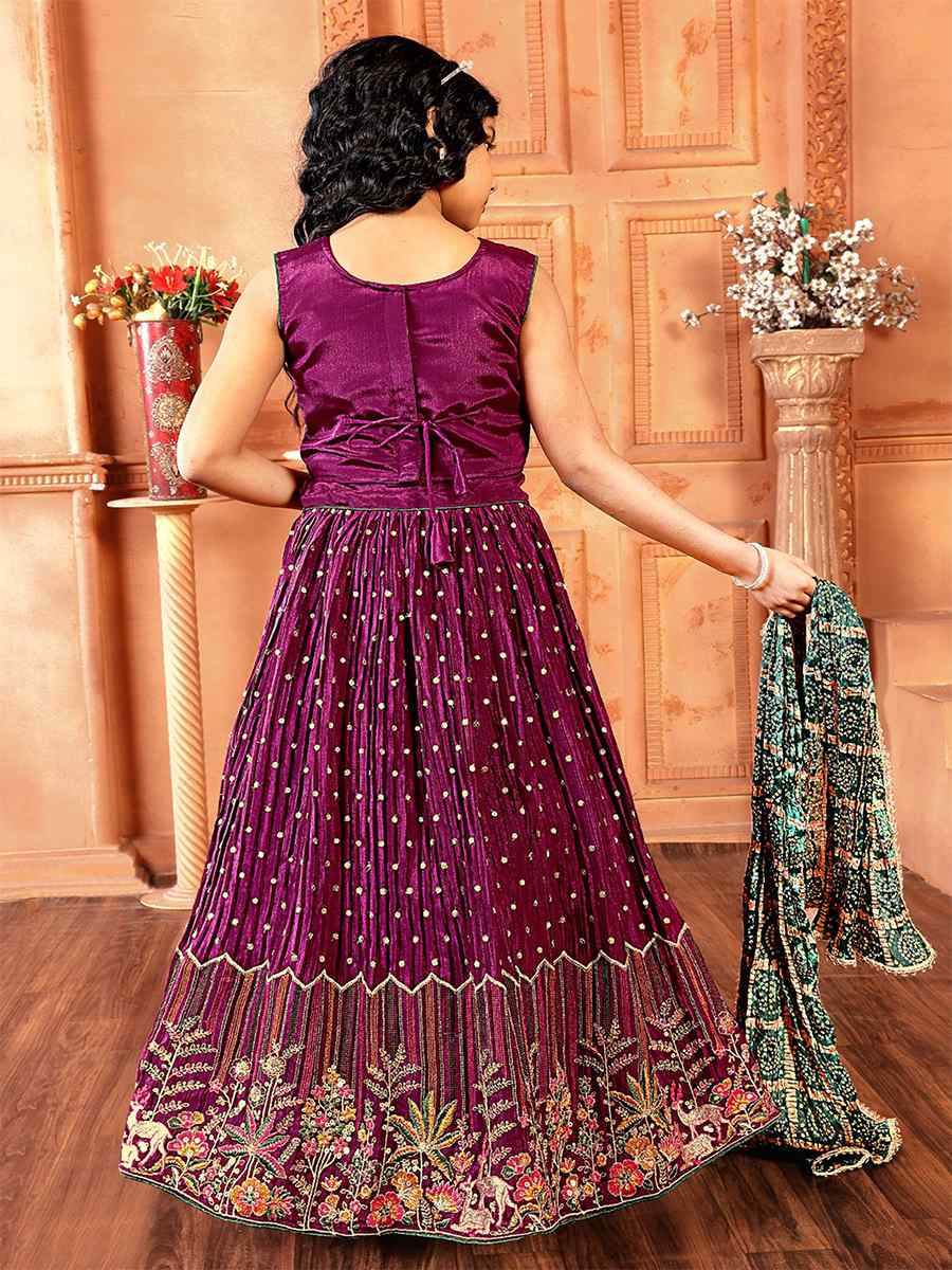 Wine Chinon Embroidered Wedding Festival Lehengas Girls Wear