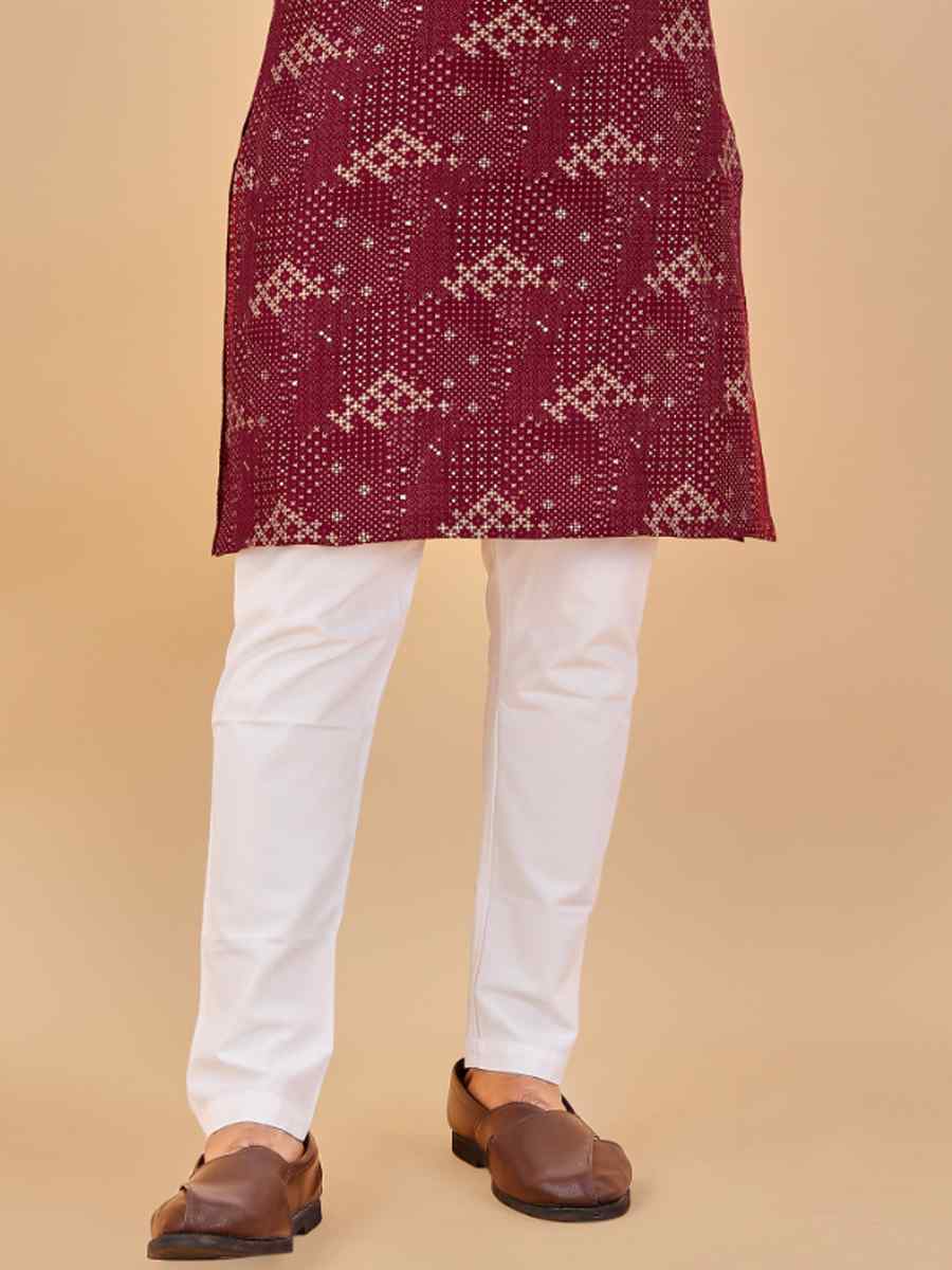 Wine Premium Soft Cotton Printed Festival Casual Kurta