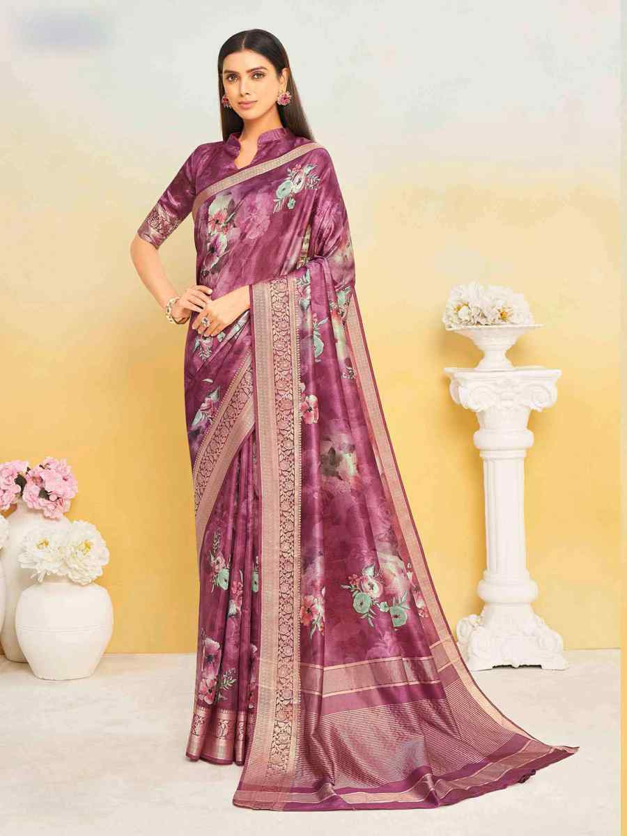 Wine Silk Handwoven Festival Wedding Heavy Border Saree