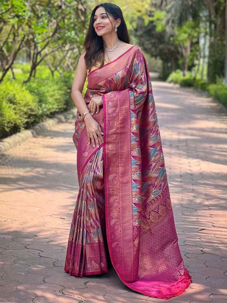 Wine Silk Handwoven Wedding Festival Heavy Border Saree