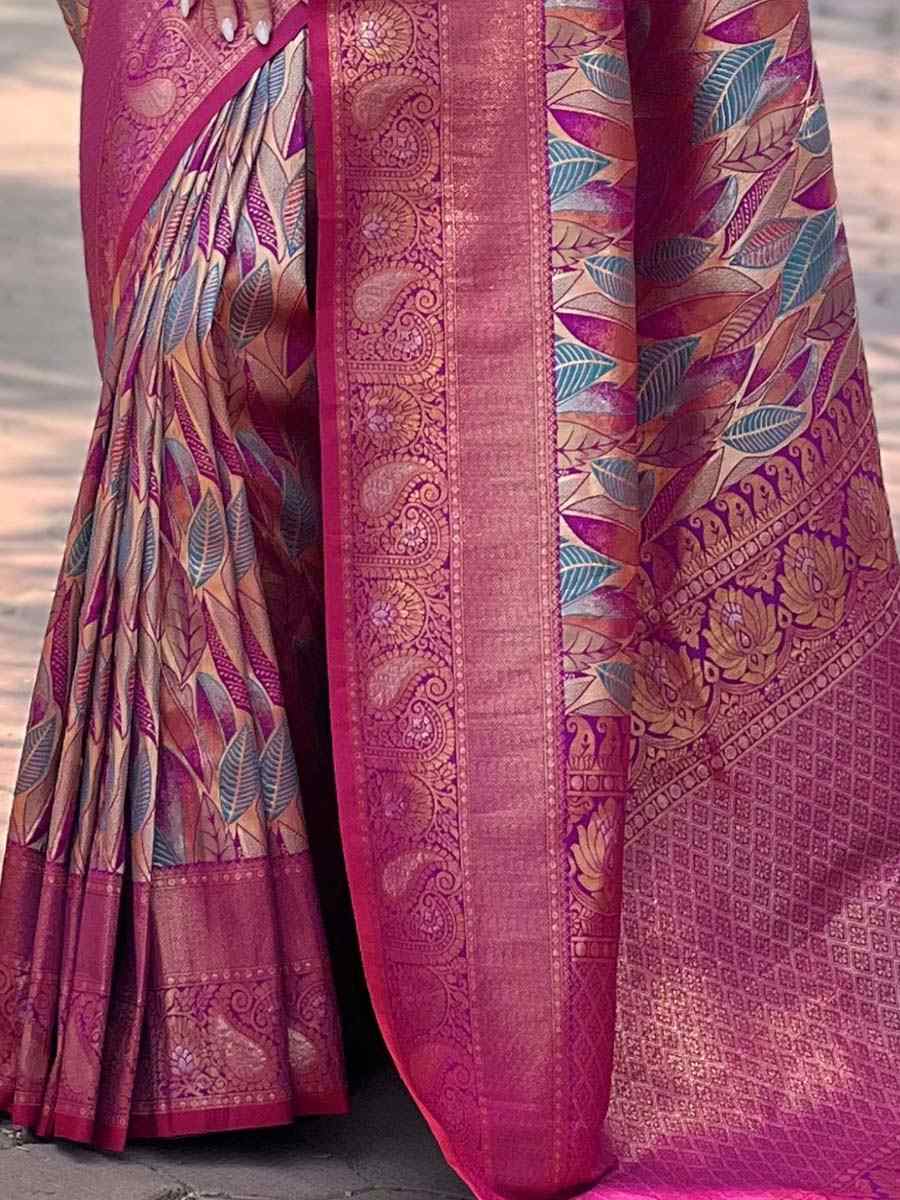 Wine Silk Handwoven Wedding Festival Heavy Border Saree