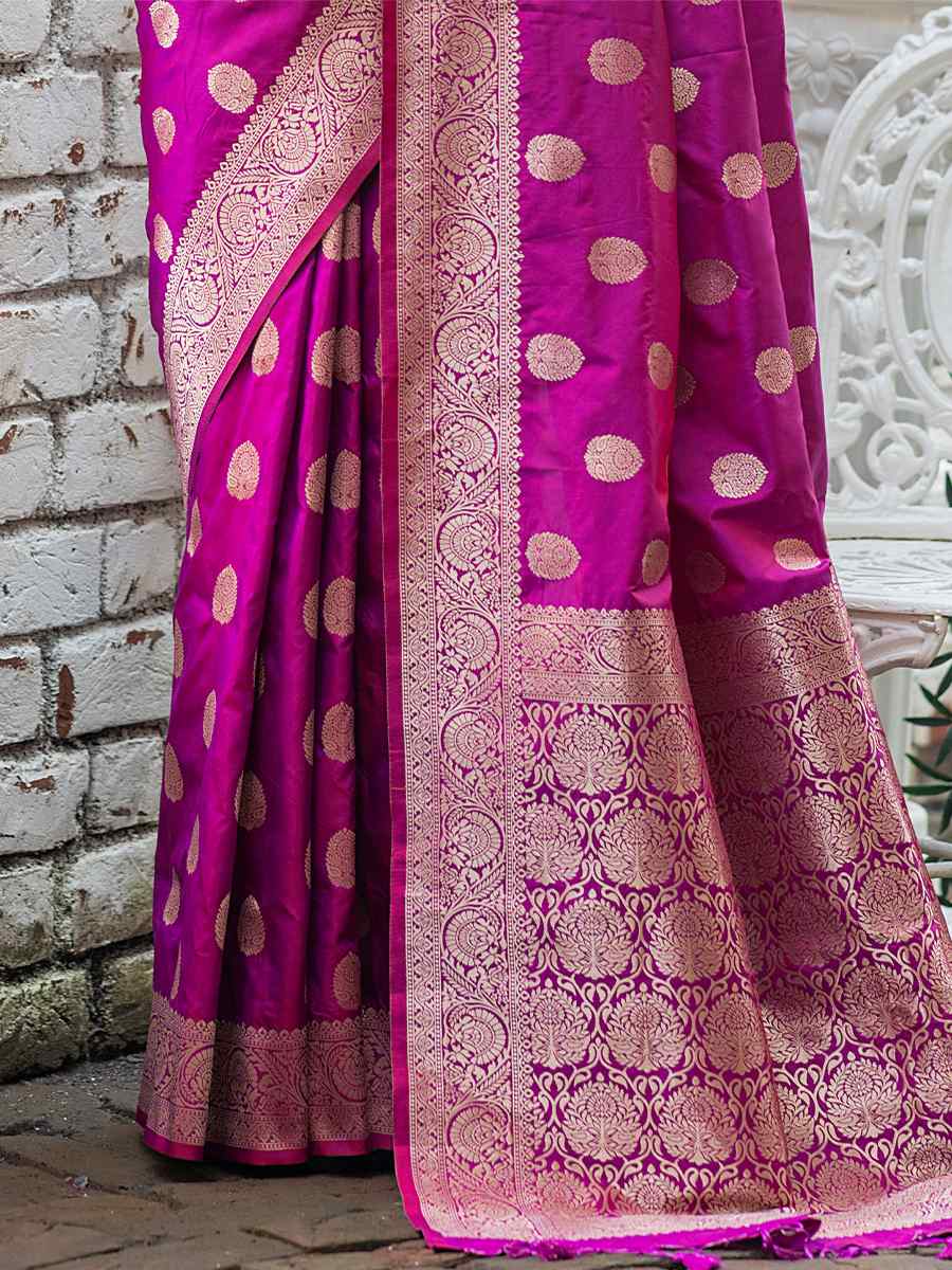 Wine Silk Handwoven Wedding Festival Heavy Border Saree