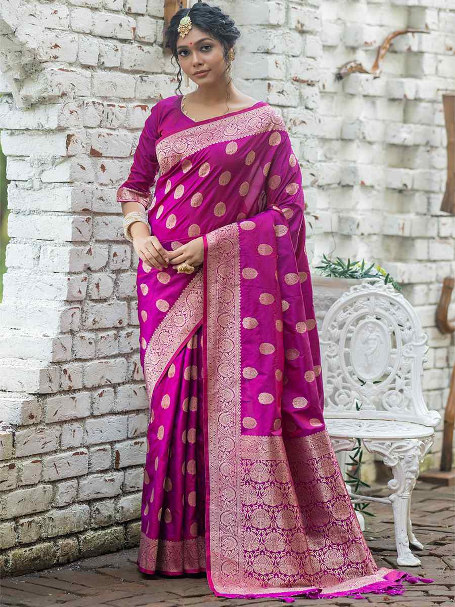 Wine Silk Handwoven Wedding Festival Heavy Border Saree