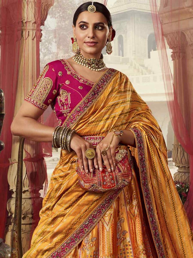 Sea Green Color Banarasi Silk Bridal Wedding Wear Lehenga Choli - 2548140118