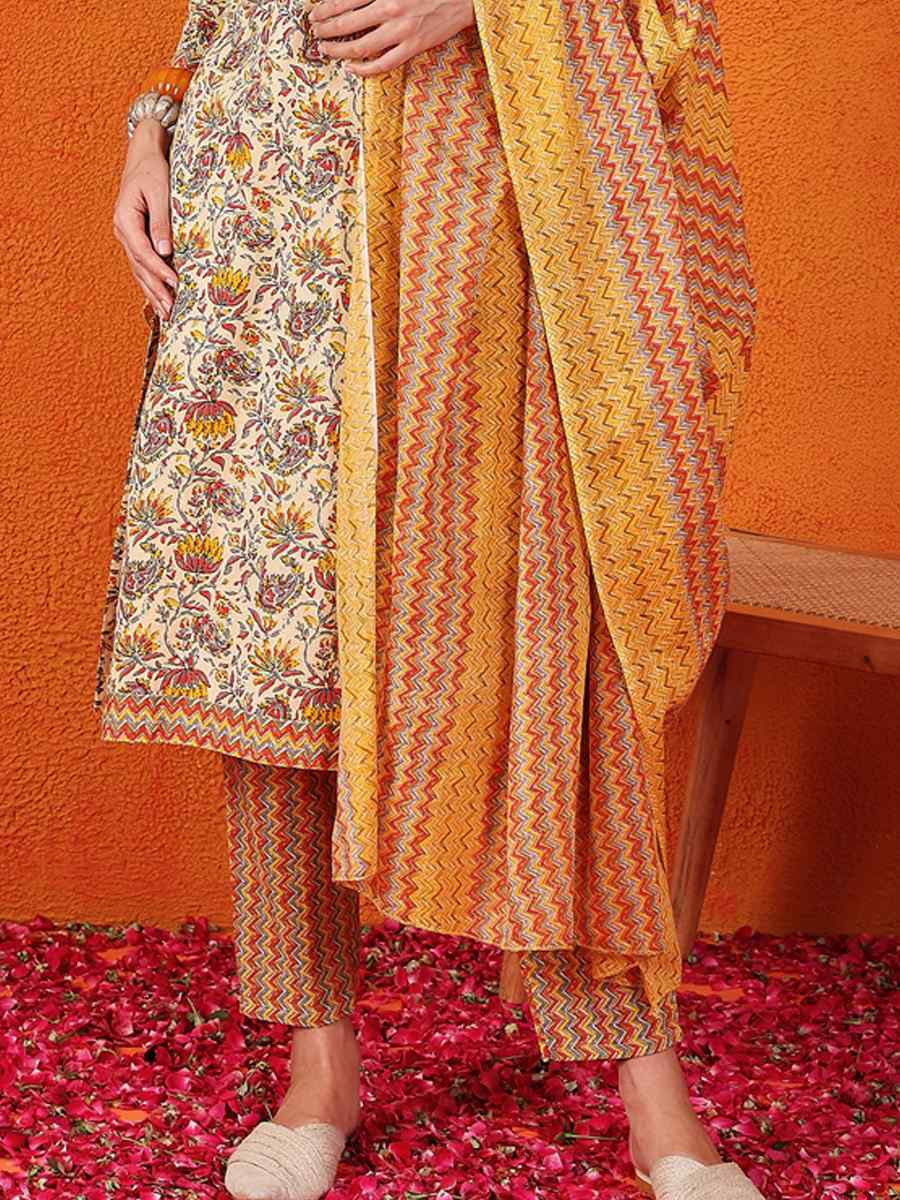 Yellow Cotton Blend Embroidered Festival Wedding Ready Palazzo Pant Salwar Kameez