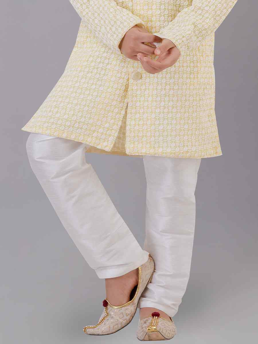 Yellow Georgette Embroidered Festival Traditional Kurta Pyjama Boys Wear