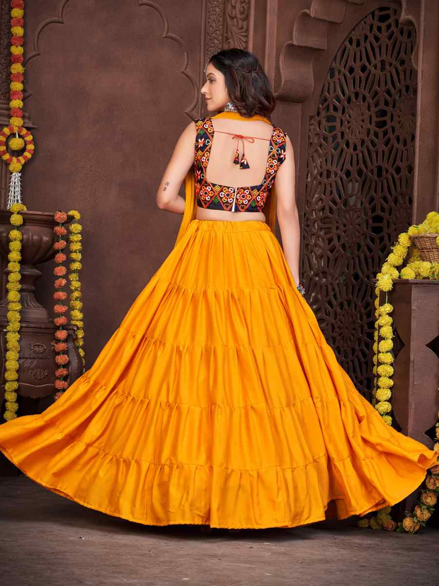 Yellow Mono Silk Embroidered Festival Mehendi Traditional Lehenga Choli