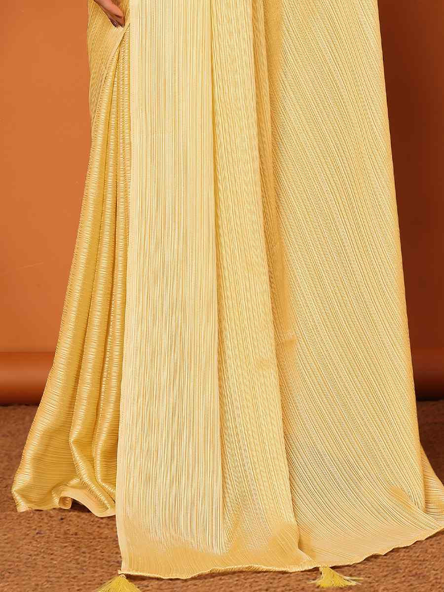 Yellow Polyster Printed Festival Party Contemporary Saree