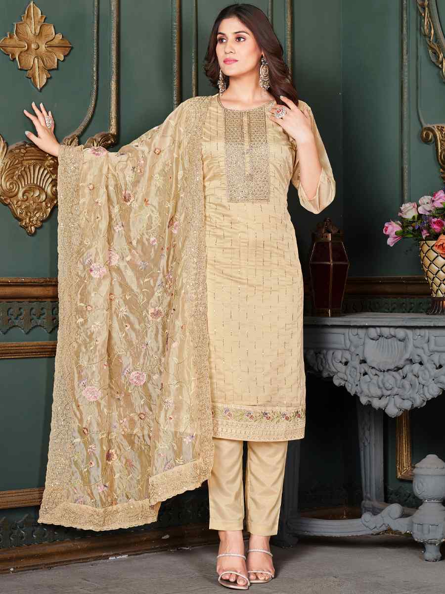 Yellow Pure Organza Embroidered Wedding Festival Pant Salwar Kameez