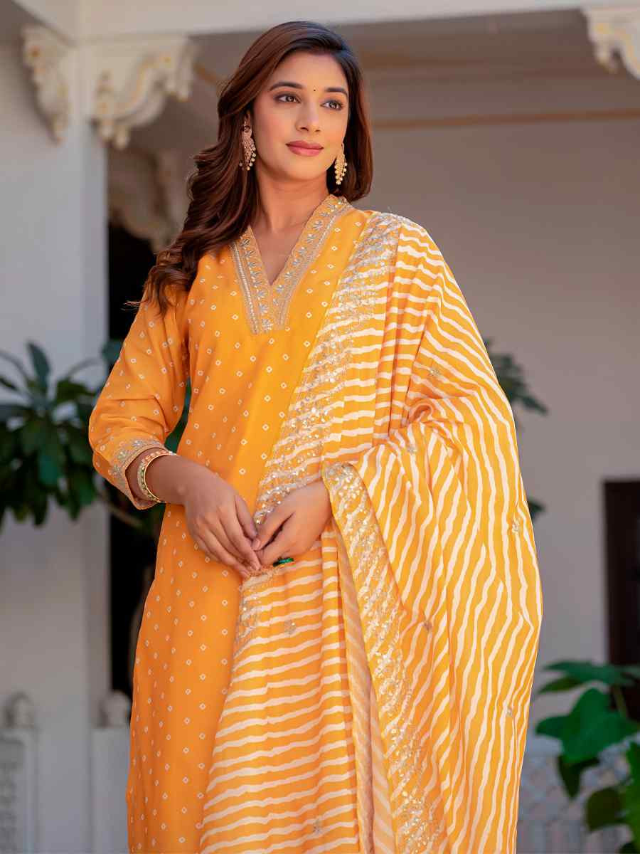 Yellow Rayon Embroidered Festival Casual Anarkali Salwar Kameez