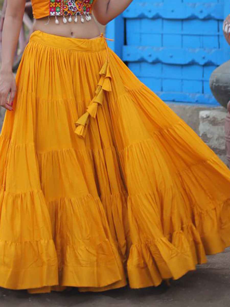 Yellow Rayon Embroidered Festival Wedding Circular Lehenga Choli