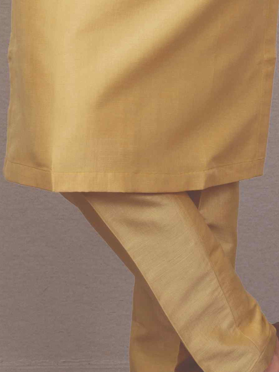 Yellow Silk Woven Groom Wedding Kurta