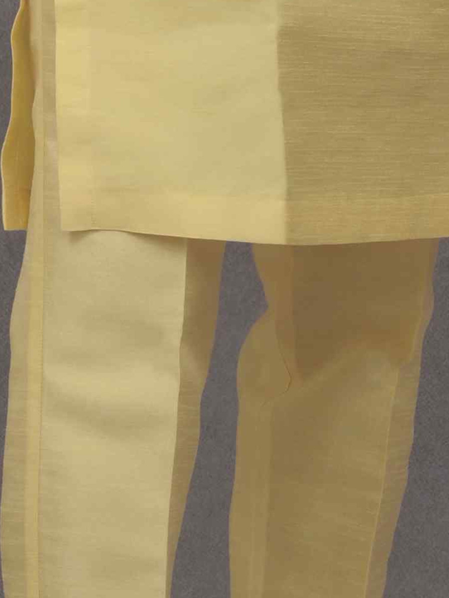 Yellow Silk Woven Groom Wedding Kurta