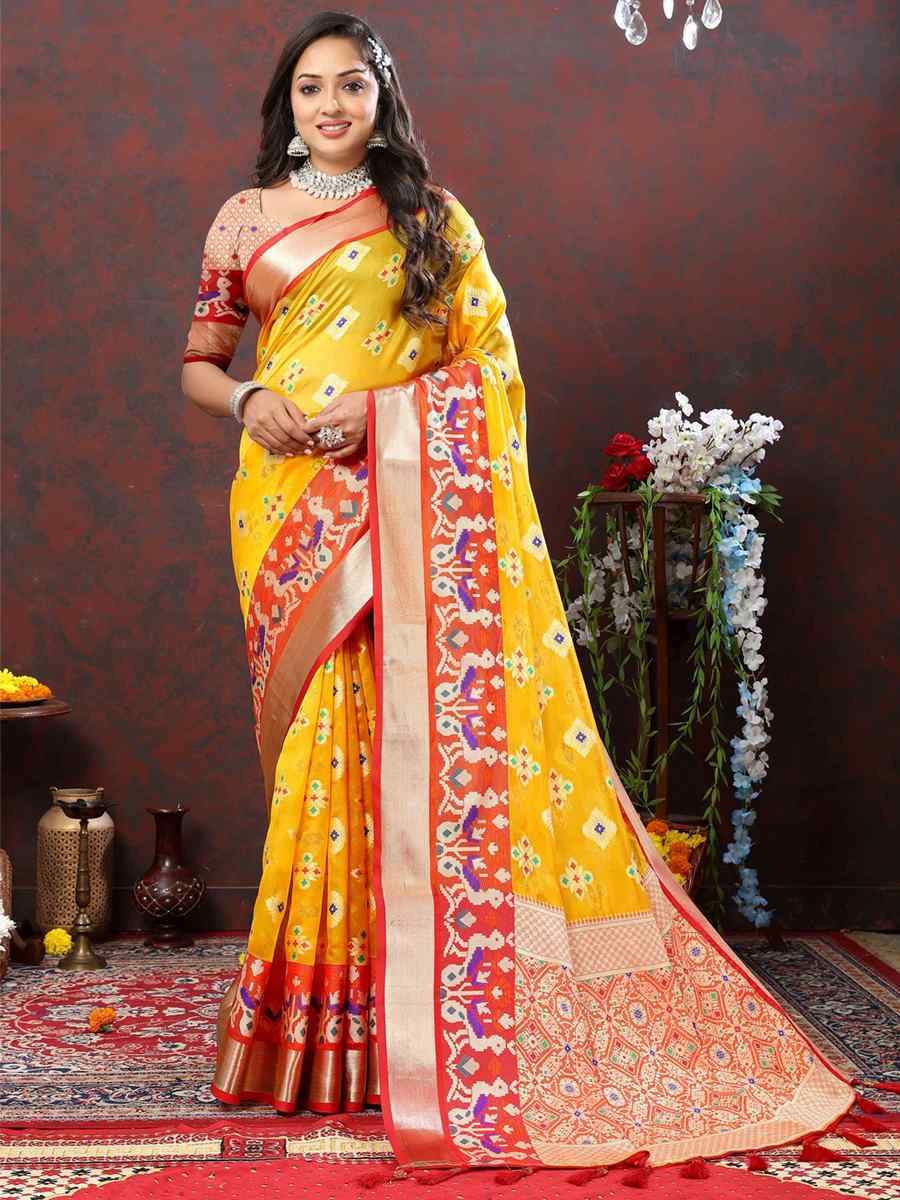 Yellow Soft Silk Handwoven Festival Casual Heavy Border Saree