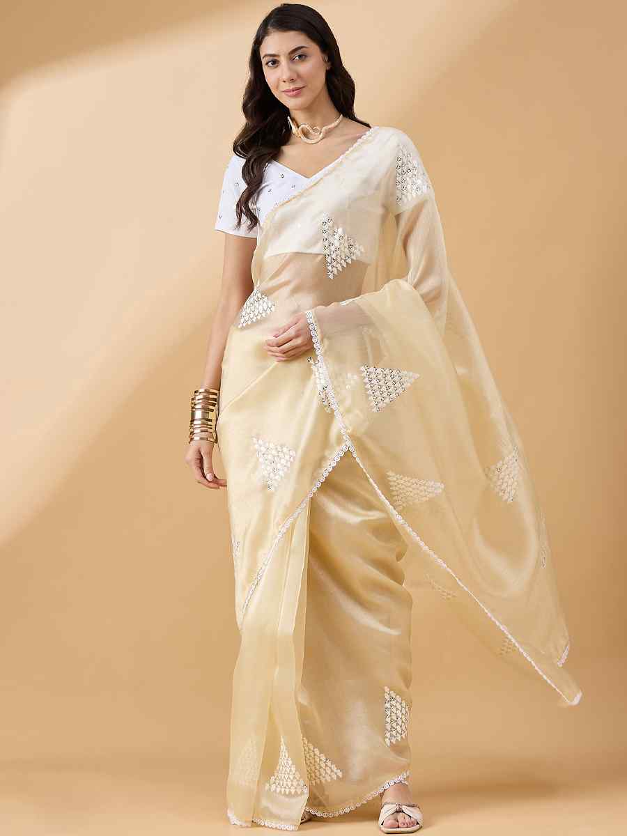 Yellow Tissue Slub Handwoven Wedding Festival Heavy Border Saree