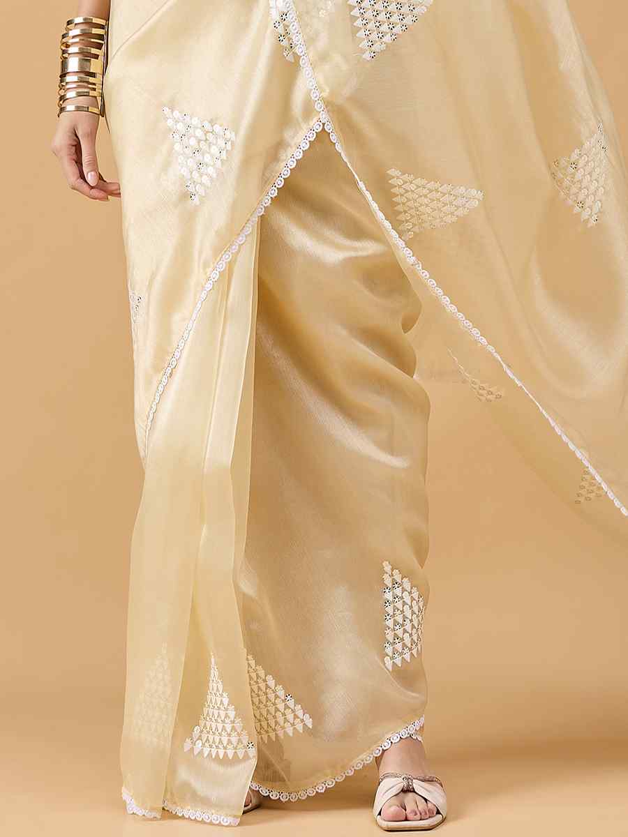 Yellow Tissue Slub Handwoven Wedding Festival Heavy Border Saree