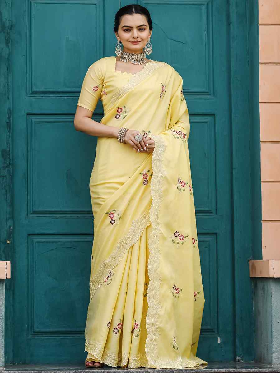 Yellow Tussar Cotton Handwoven Wedding Festival Heavy Border Saree